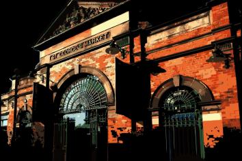 Belfast Christmas Twilight Market at St George's looking traders